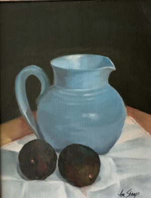 Blue Pitcher with Avacados